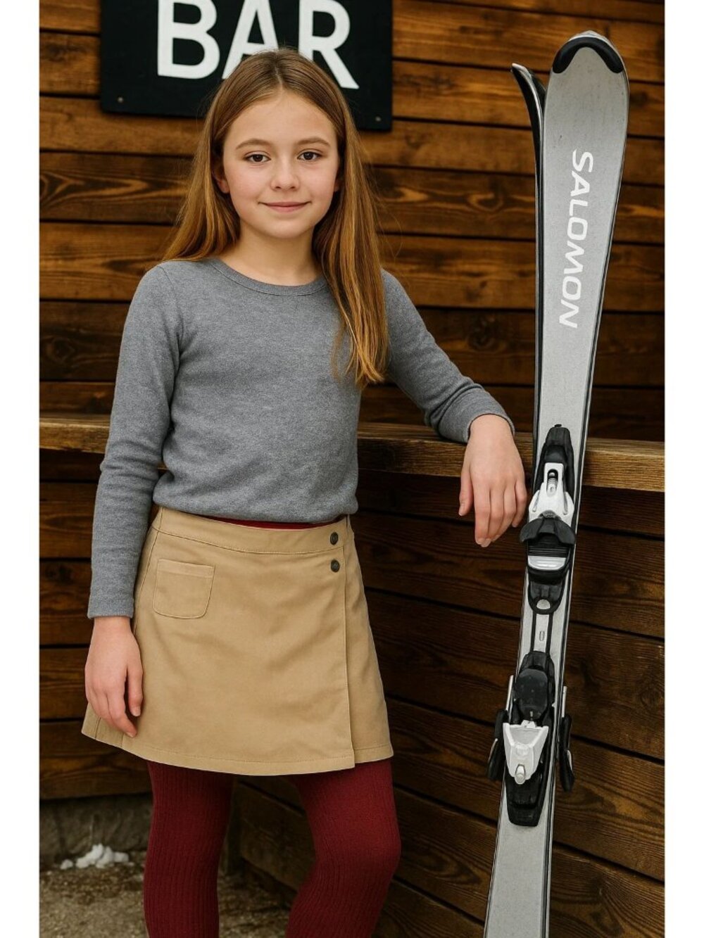 REI Girls M(10-12) Tan Quilted Corduroy Snap Wrap Skirt NWT Winter Layering Warm